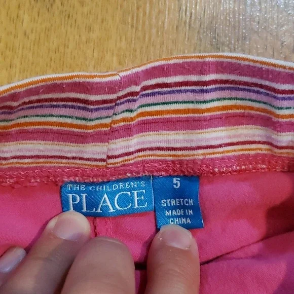 Children's Place Girls Orange Ribbed Short Sleeve Shirt w‎ Striped Skirt Size 5 - Picture 10 of 10